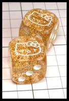 Dice : Dice - 6D - Hello Kitty Dice Gold Glitter with White Pips - JA Collection Apr 2024